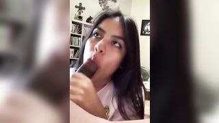 Latina teen sucking thick black cock