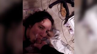 Sucking cock for a mouthful of cum POV