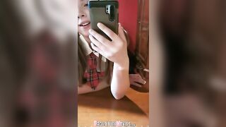 Adorable schoolgirl getting drilled from behind