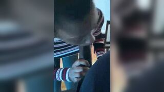 Amateur ebony girl sucking black cock
