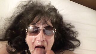 Mature lady takes cock and facial