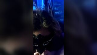 Sexy masked babe sucking hard cock