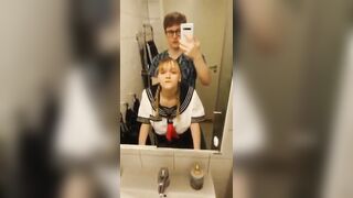 Little busty sailor teen getting fucked in the bathroom