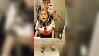 Little busty sailor teen getting fucked in the bathroom